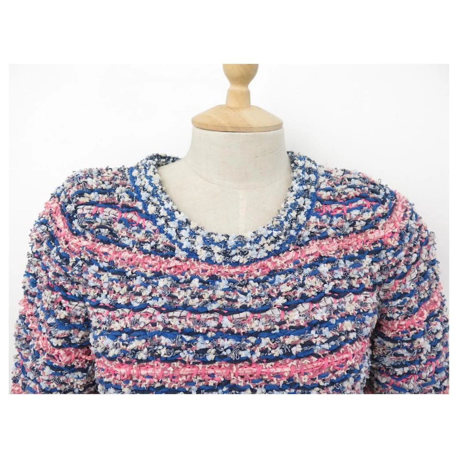 ROBE CHANEL EFFET TRICOTE P50843K06512 40 M TWEED MULTICOLORE KNIT DRESS – Image 2