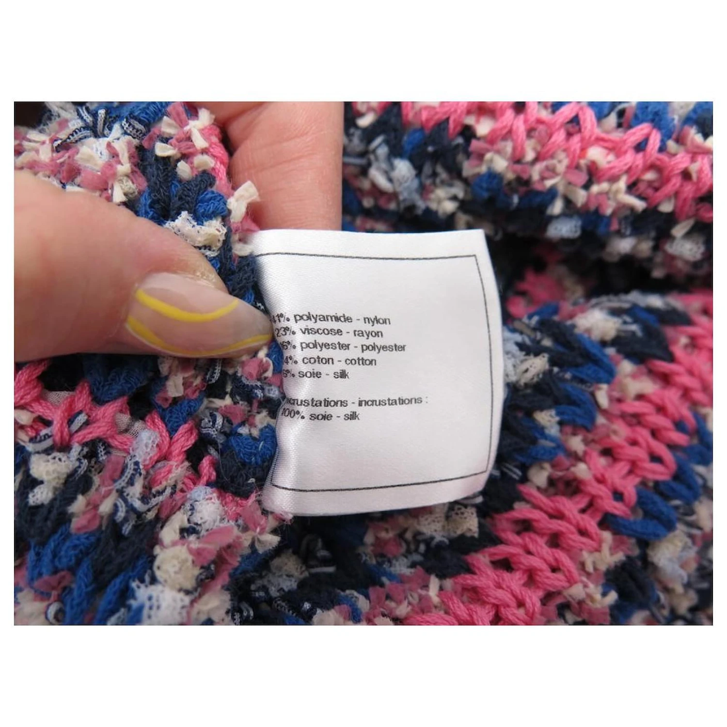 ROBE CHANEL EFFET TRICOTE P50843K06512 40 M TWEED MULTICOLORE KNIT DRESS – Image 4