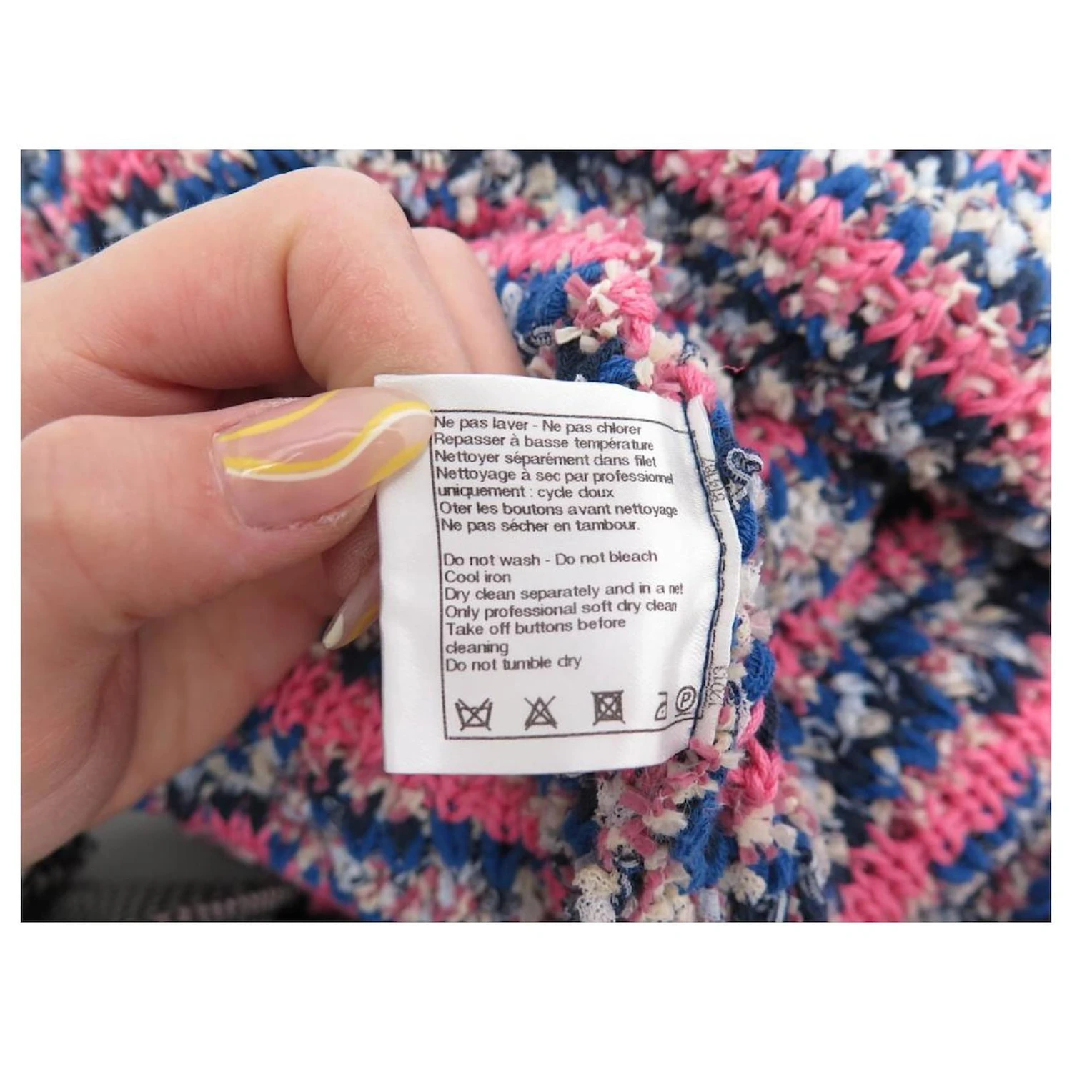 ROBE CHANEL EFFET TRICOTE P50843K06512 40 M TWEED MULTICOLORE KNIT DRESS – Image 5