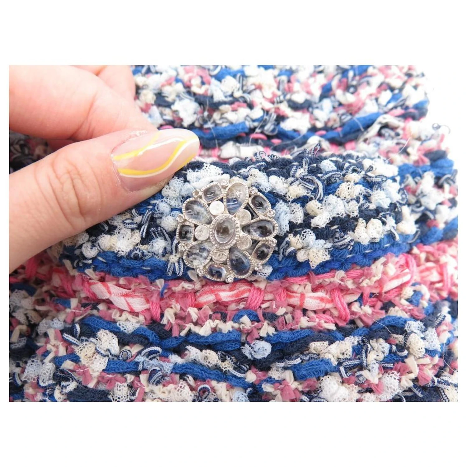 ROBE CHANEL EFFET TRICOTE P50843K06512 40 M TWEED MULTICOLORE KNIT DRESS – Image 7