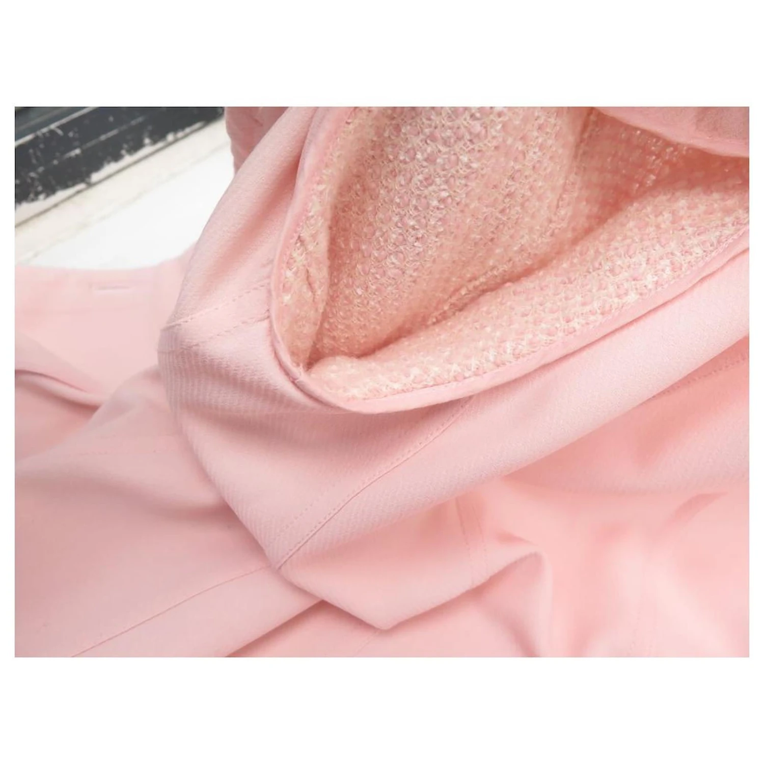 VESTE TAILLEUR + ROBE CHANEL T40 M EN TWEED ROSE PINK JACKET DRESS SUIT – Image 6