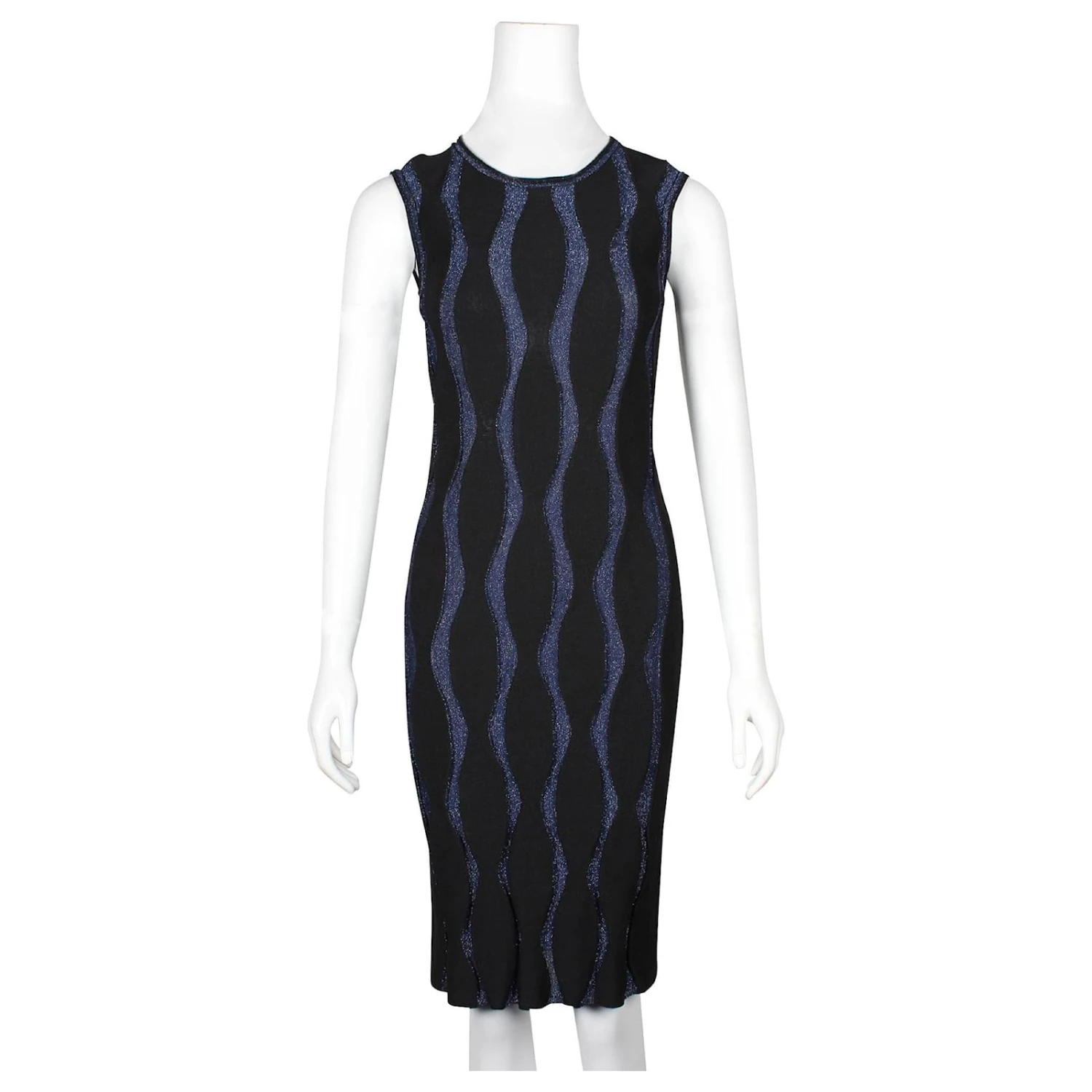 Reiss Robe Moulante Noire Et Bleue Scintillante – Image 2