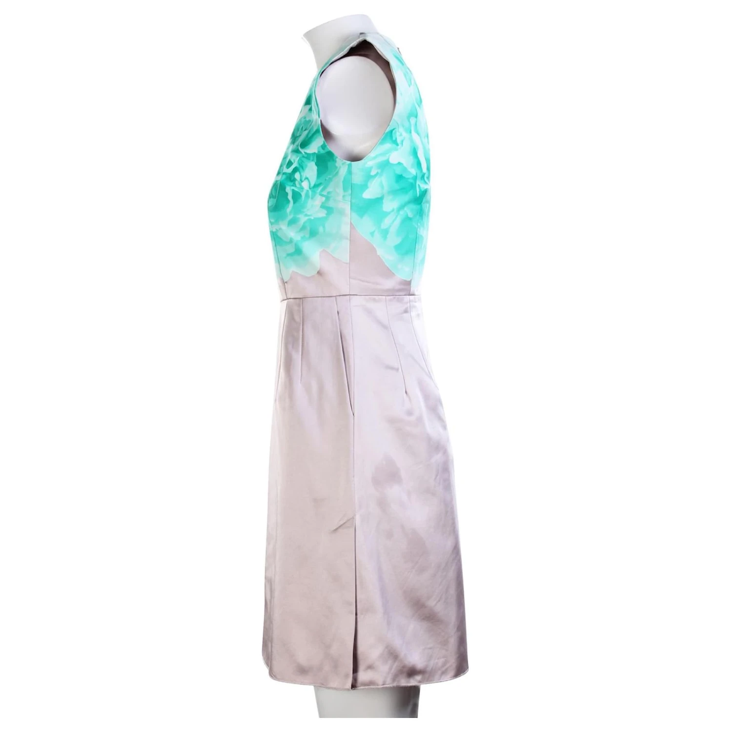 Jonathan Saunders Robe Beige à Imprimé Floral Vert – Image 4