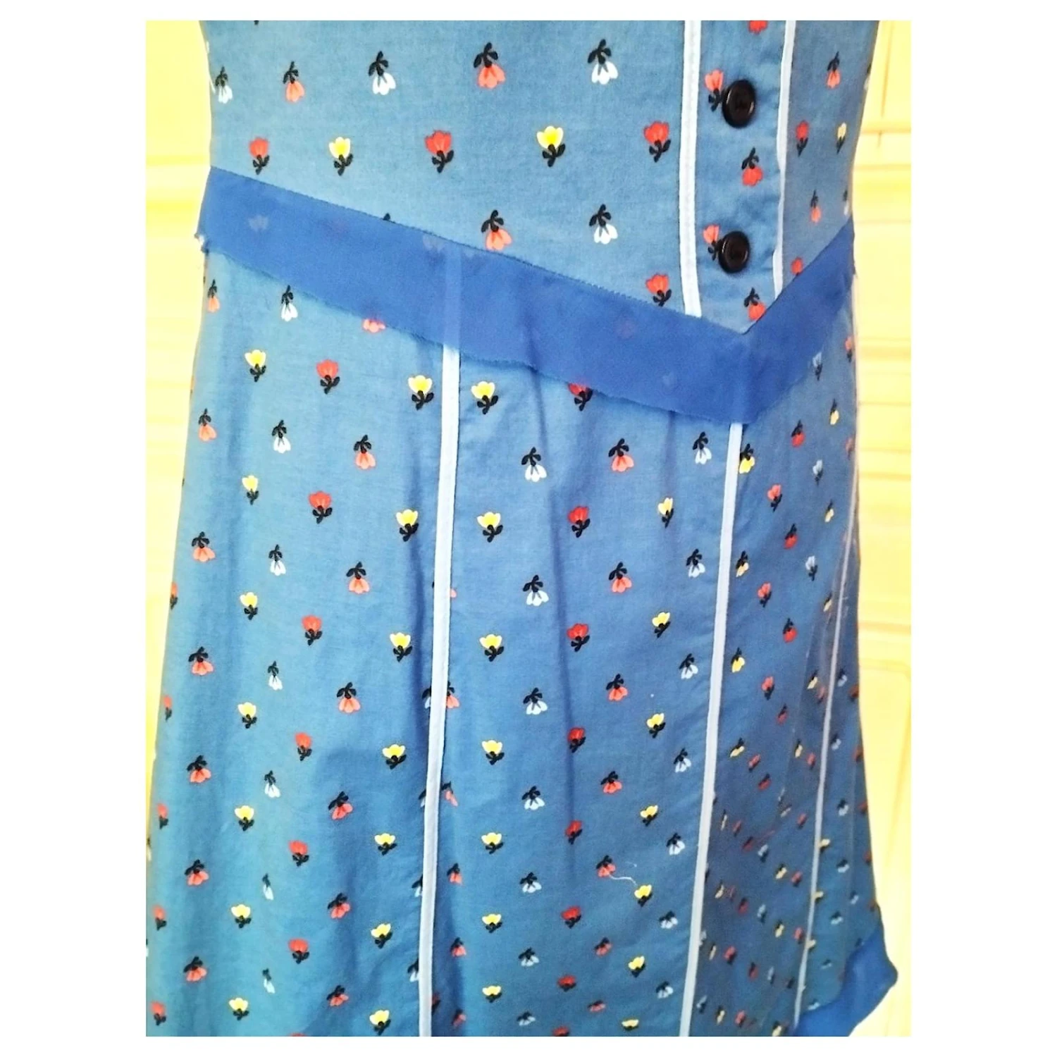 MARC JACOBS ROBE DRESS PRINTANIERE BRANDEBOURGS VOLANTS TULLE T UK 6 OU 36/38 Bleu – Image 9