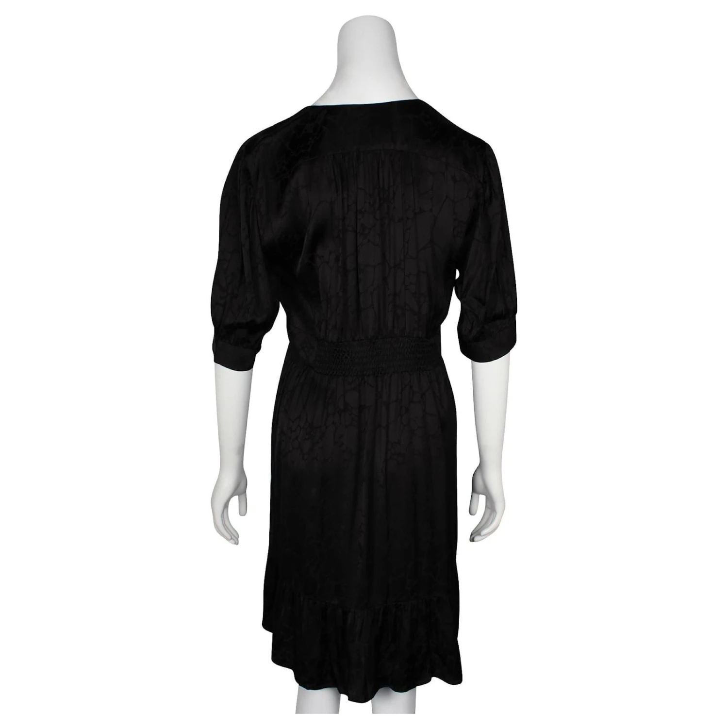 Ba&Sh Robe Viscose Noire à Boutons – Image 3