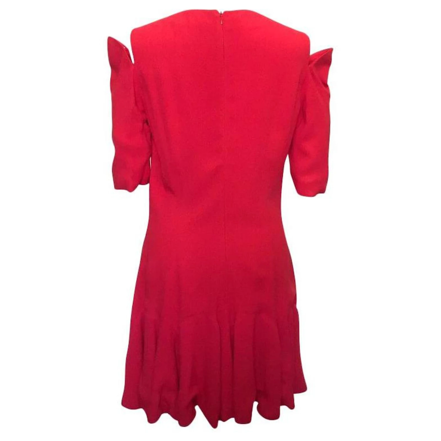 Robe Alexander McQueen Rouge Avec Manches Coupées Et Jupe évasée – Image 3