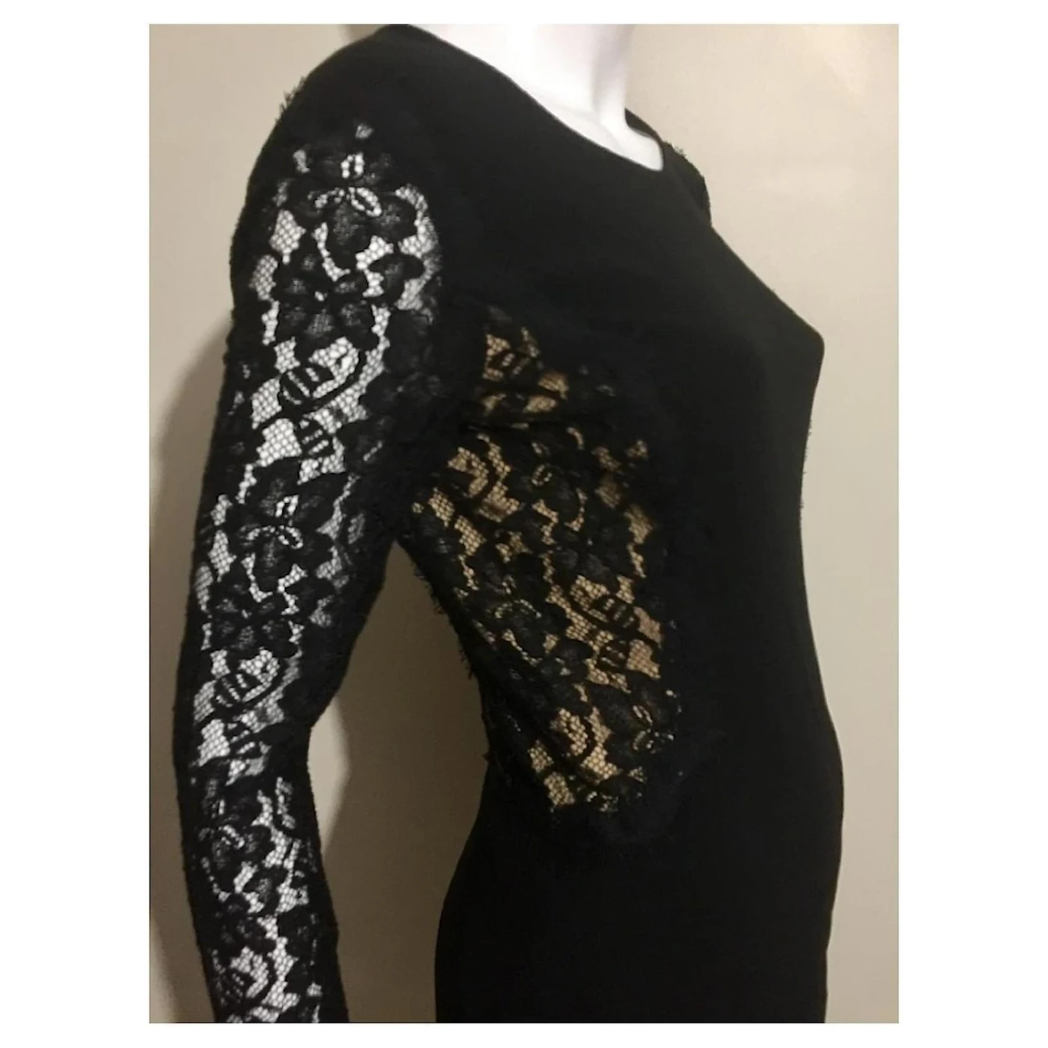 Diane Von Furstenberg Robe Illusion En Dentelle DvF India Noir – Image 3