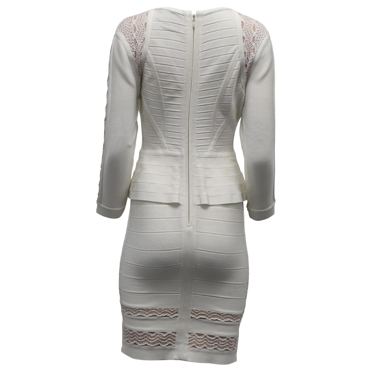Robe Moulante Herve Leger Peplum En Rayonne Blanche – Image 3