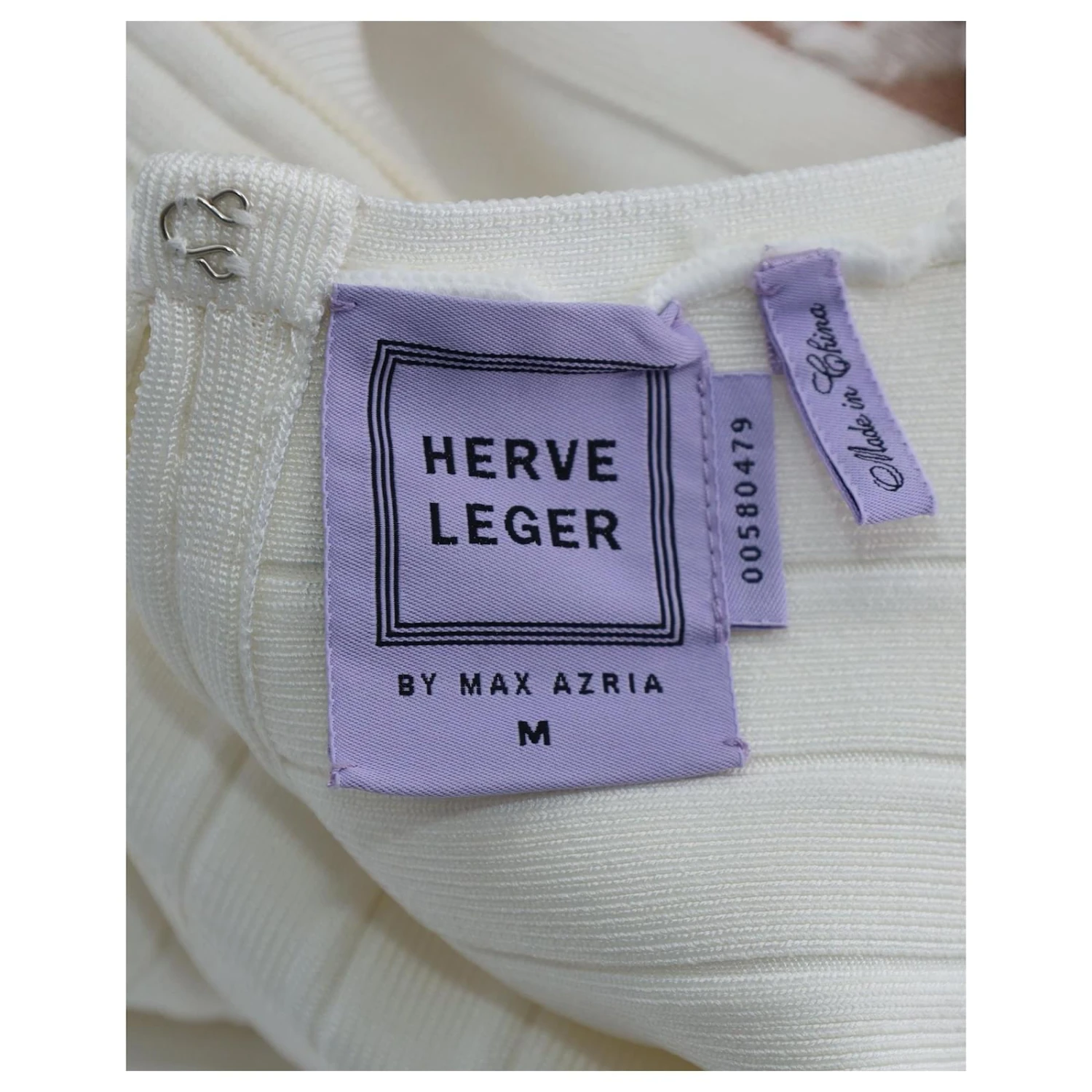 Robe Moulante Herve Leger Peplum En Rayonne Blanche – Image 4