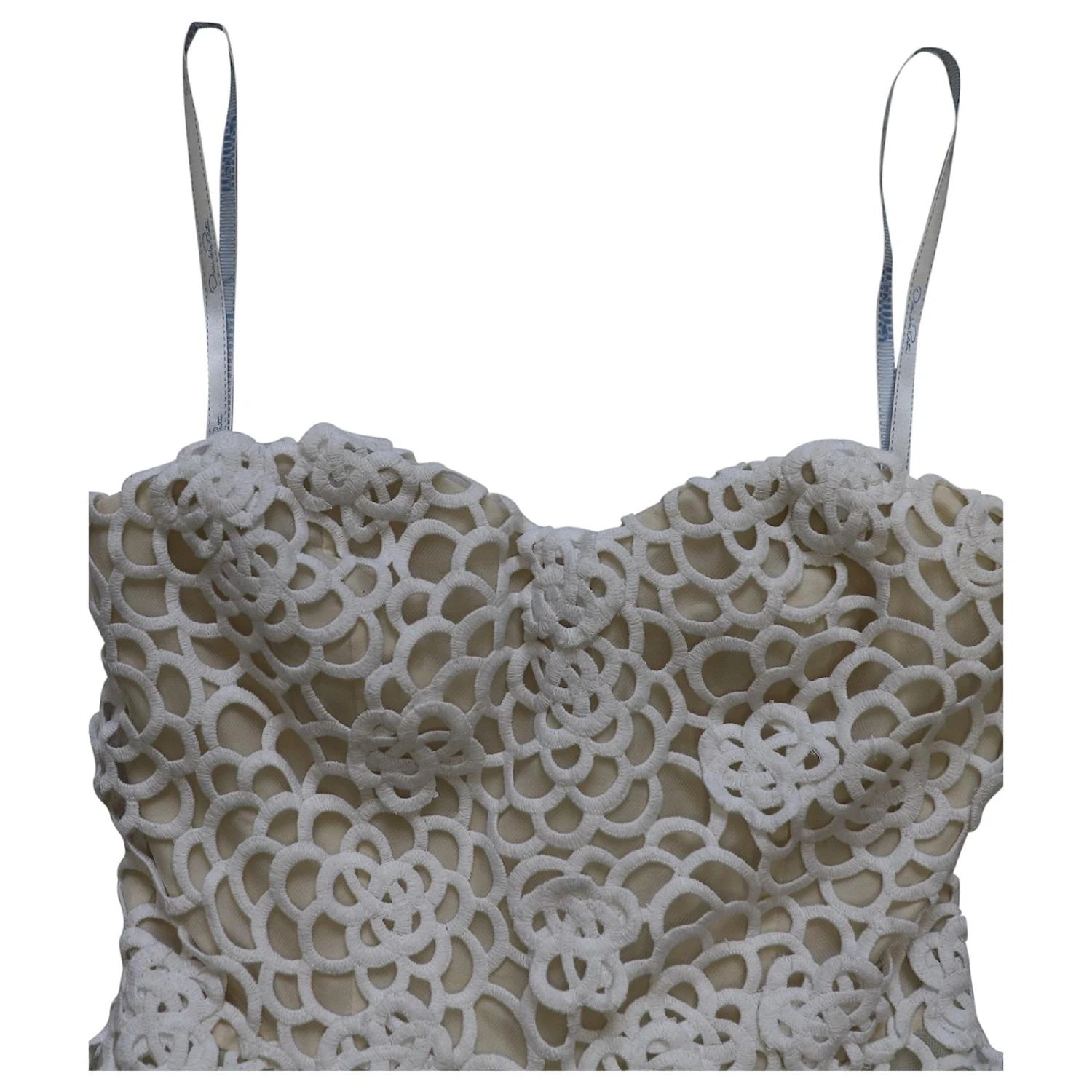 Oscar De La Renta Robe De Mariée Courte En Tulle Ballon Découpée Au Laser En Nylon Polyester Blanc – Image 3