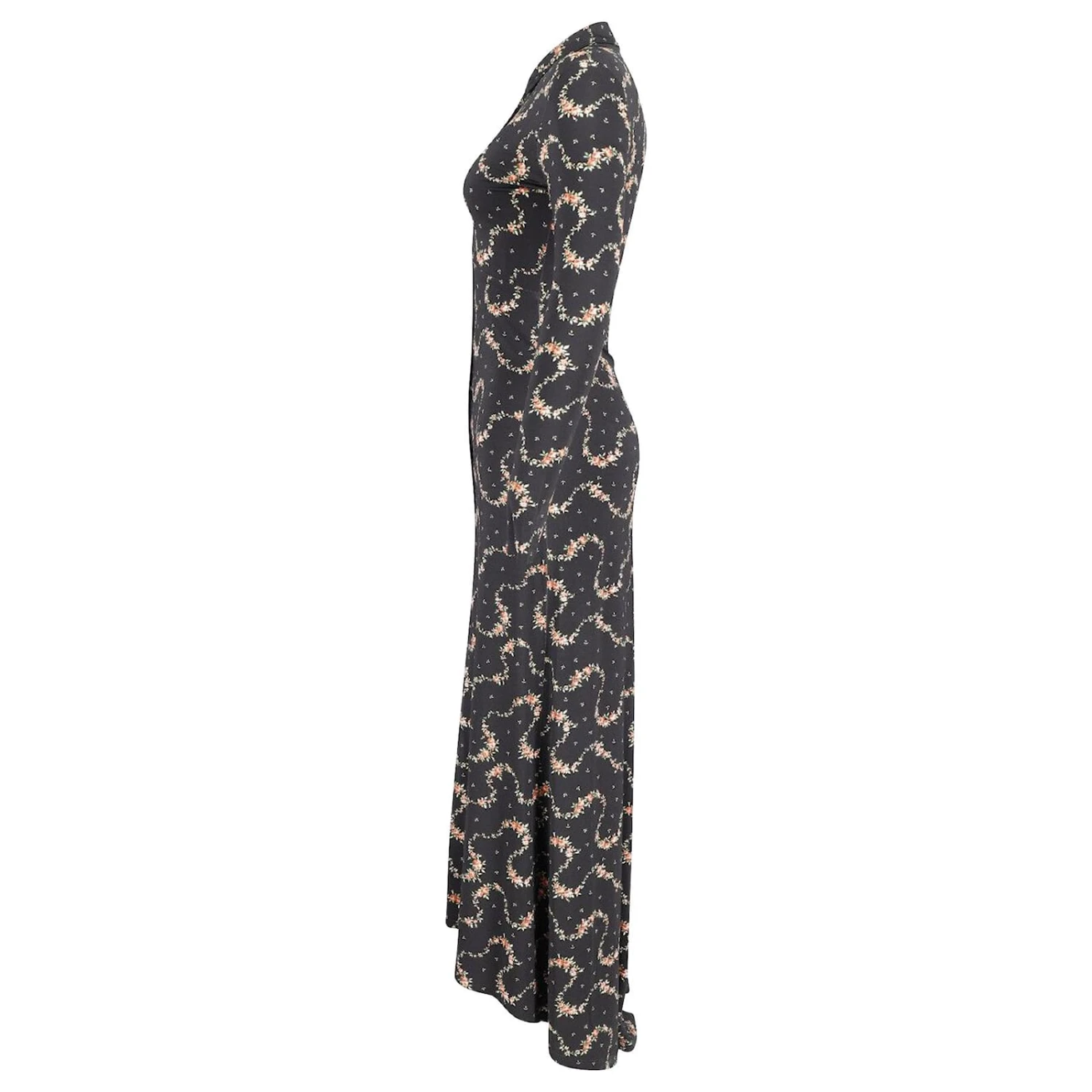 Paco Rabanne Robe Longue En Jersey à Imprimé Floral En Viscose Noire – Image 3