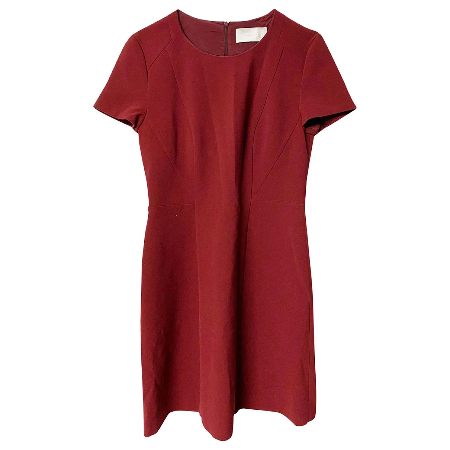 Hugo Boss Robe Fourreau Boss En Laine Bordeaux – Image 4