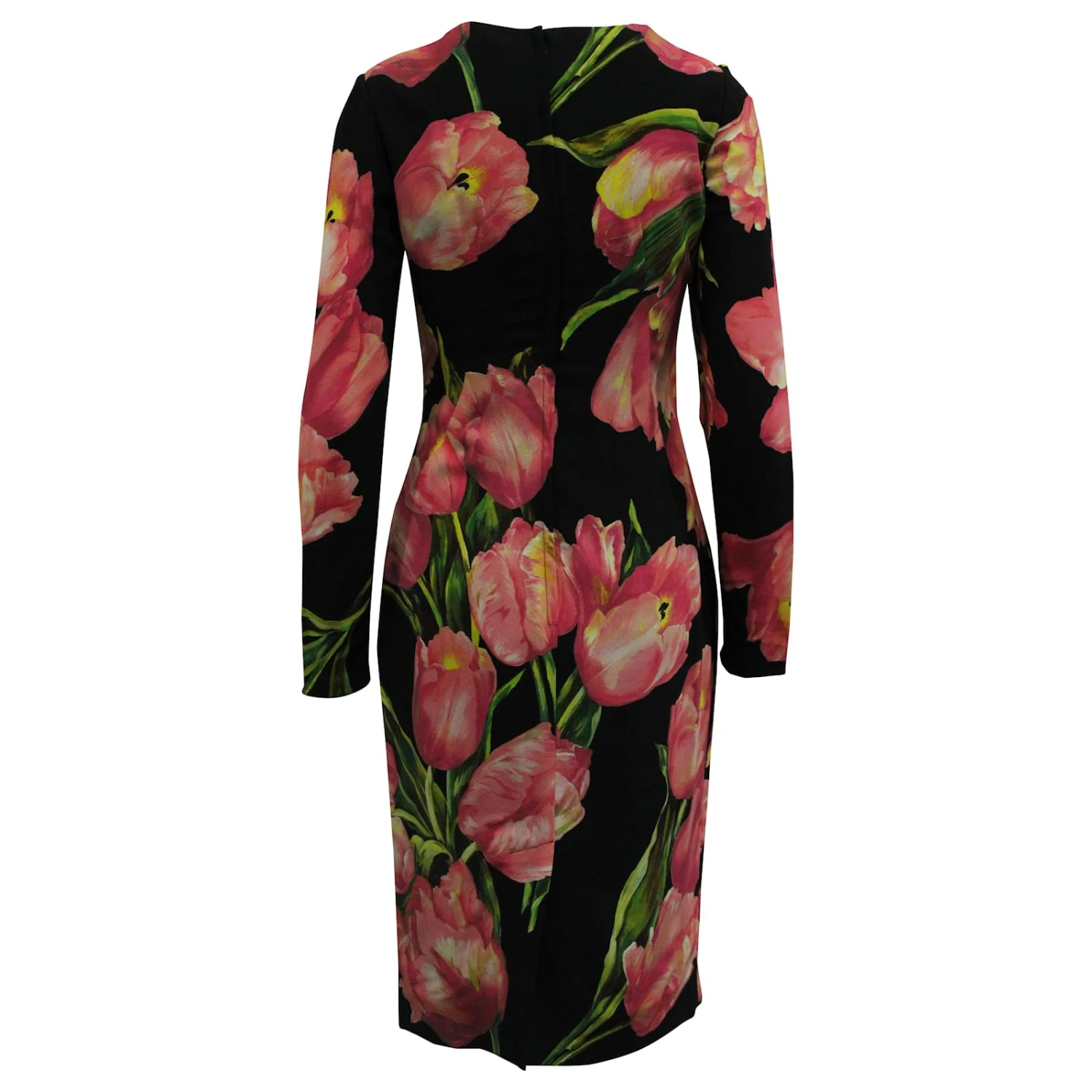 Dolce & Gabbana Robe Droite à Imprimé Tulipe En Viscose Noire – Image 2