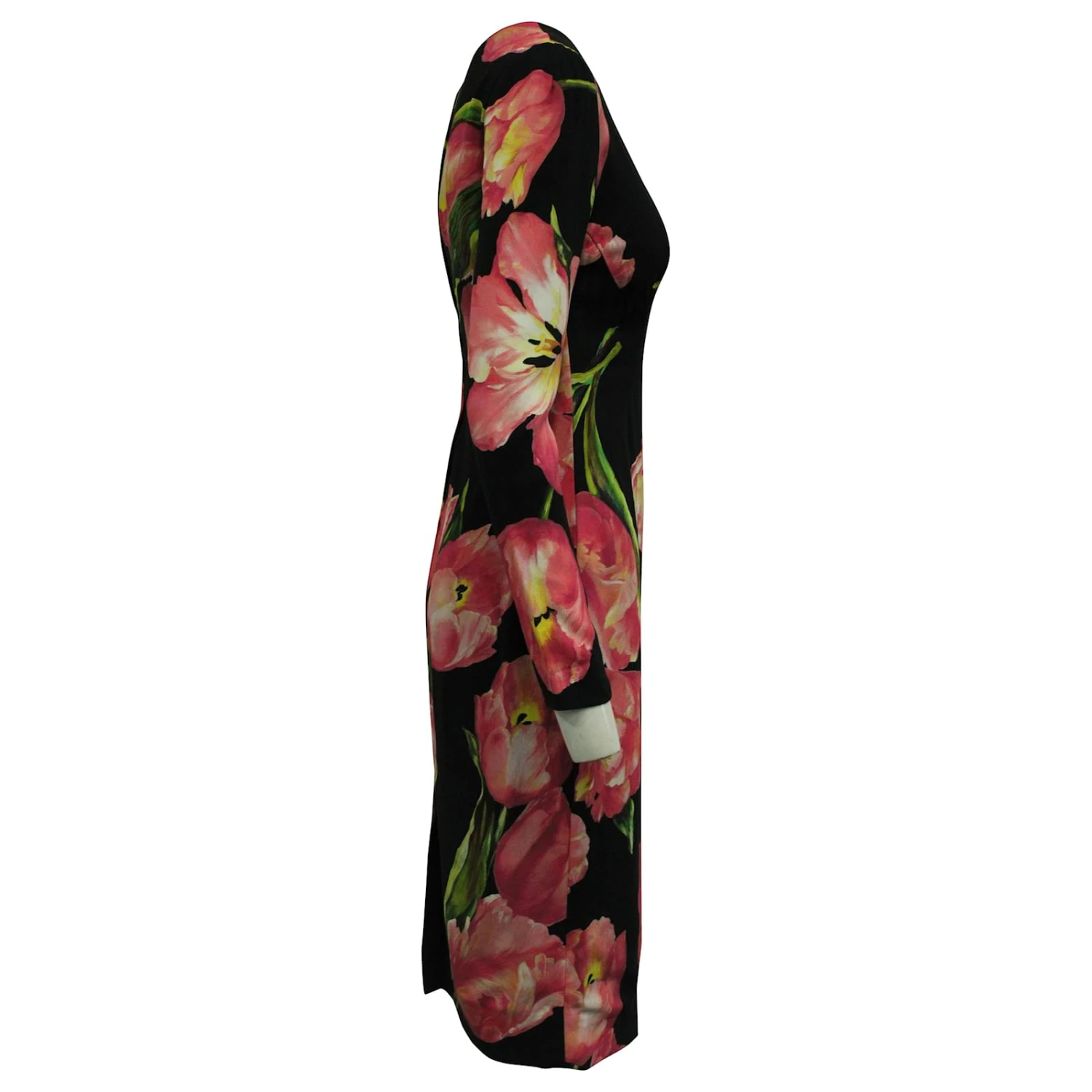 Dolce & Gabbana Robe Droite à Imprimé Tulipe En Viscose Noire – Image 3