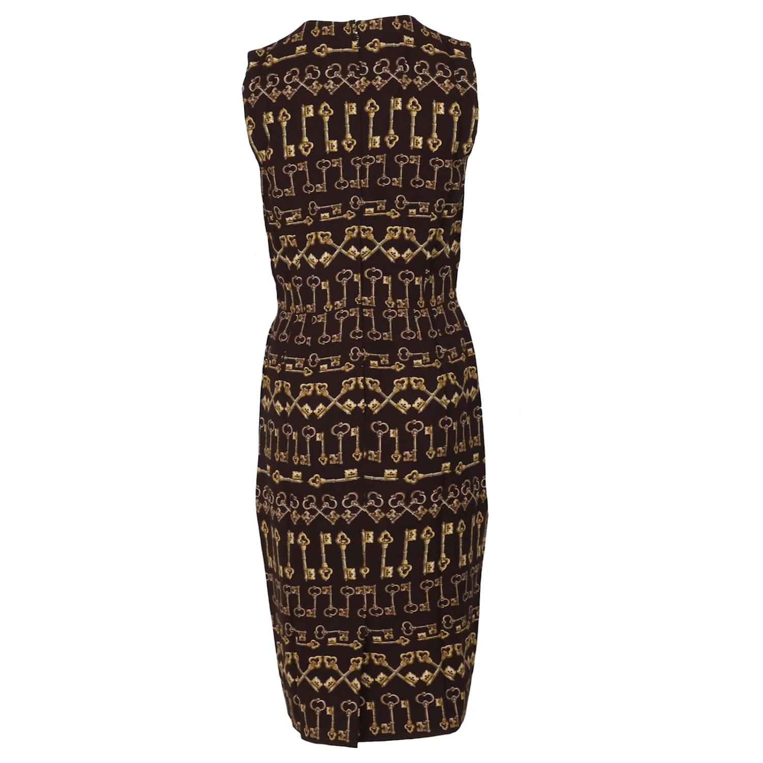 Dolce & Gabbana Robe Fourreau à Imprimé Clé En Viscose Marron – Image 2