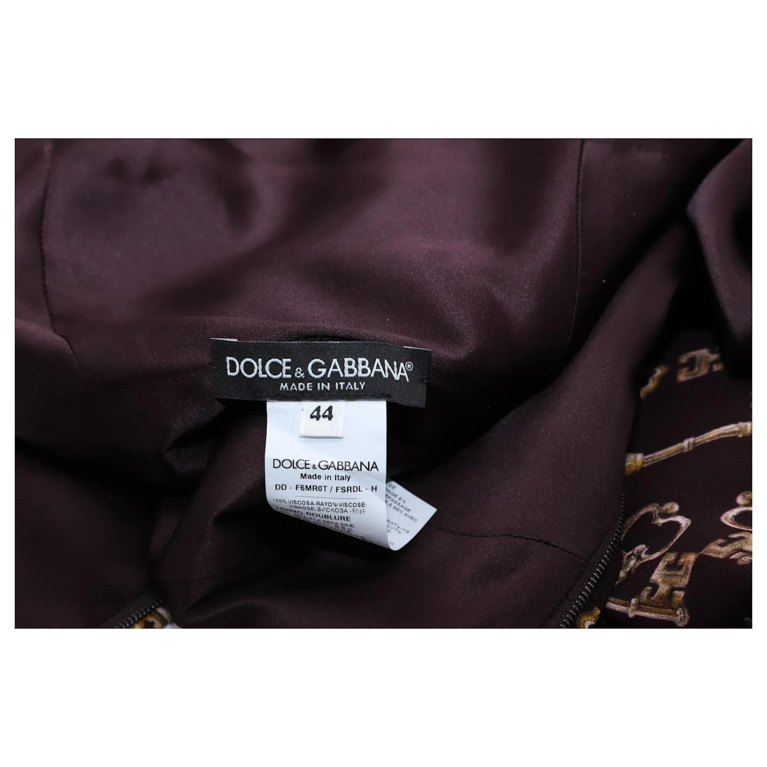 Dolce & Gabbana Robe Fourreau à Imprimé Clé En Viscose Marron – Image 4