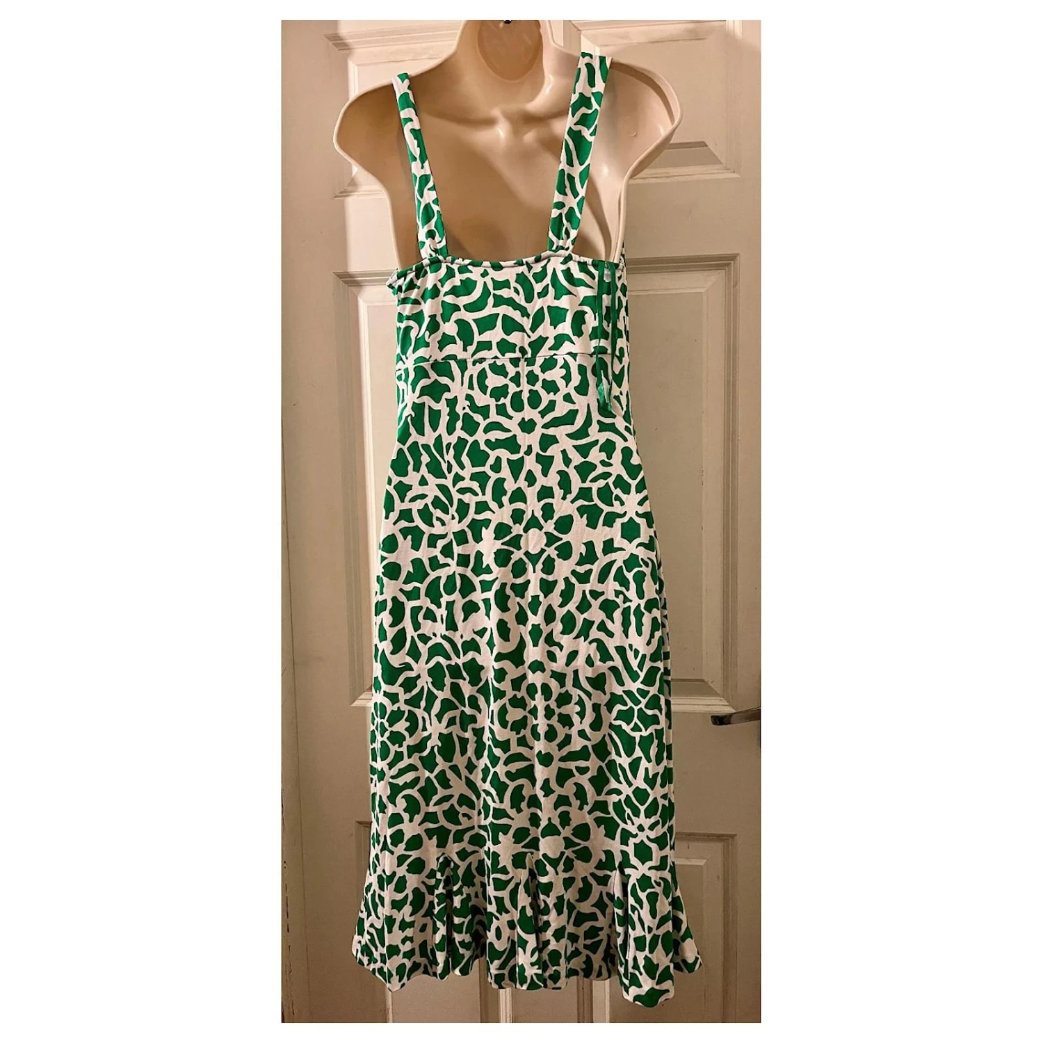 Diane Von Furstenberg Robe Cathy Vintage DvF En Jersey De Soie, Motif De Fleurs En Mosaïque Blanc Vert – Image 2