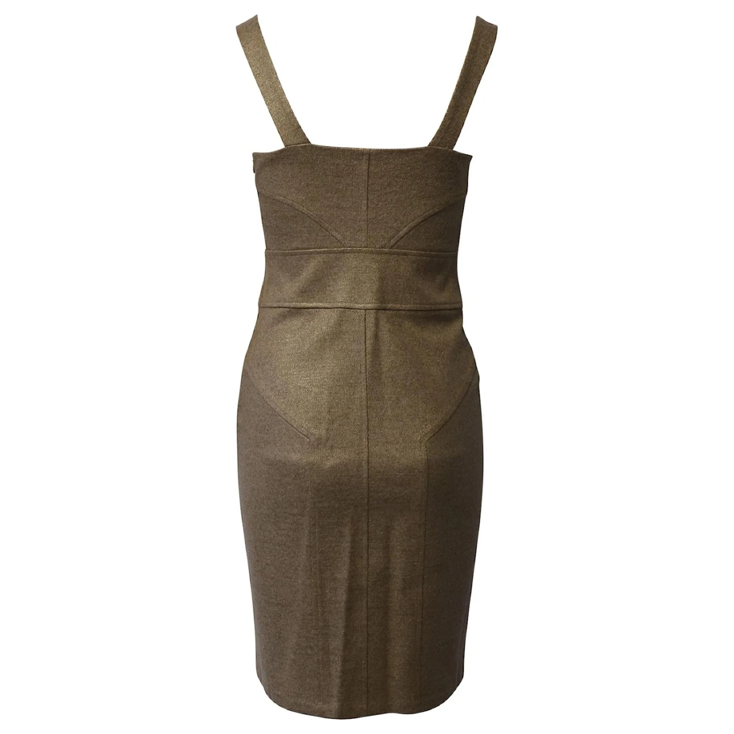 Diane Von Furstenberg Robe Fourreau Lamée Dorée En Viscose – Image 3