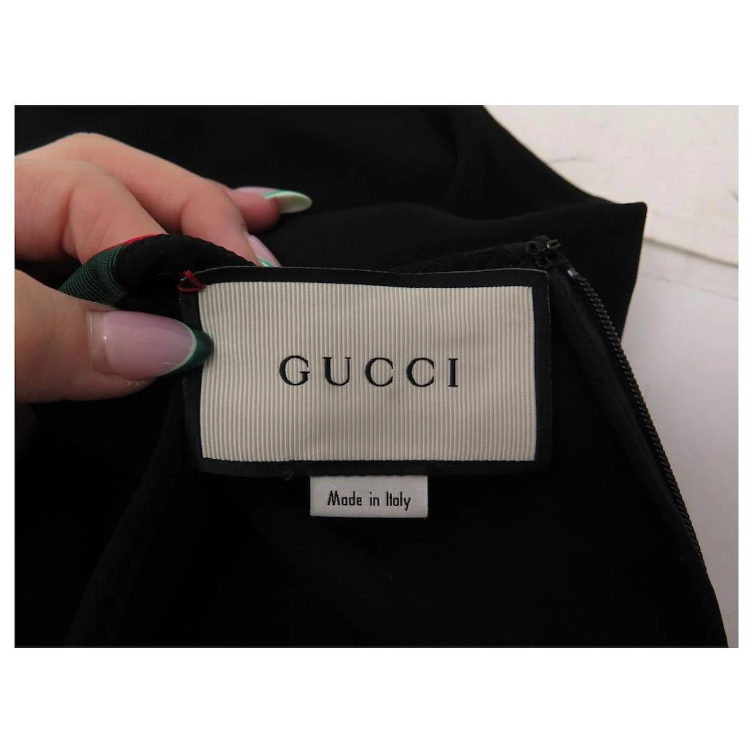 NEUF ROBE GUCCI BANDES WEB 528977 36 S VISCOSE NOIR NEW BLACK DRESS – Image 3