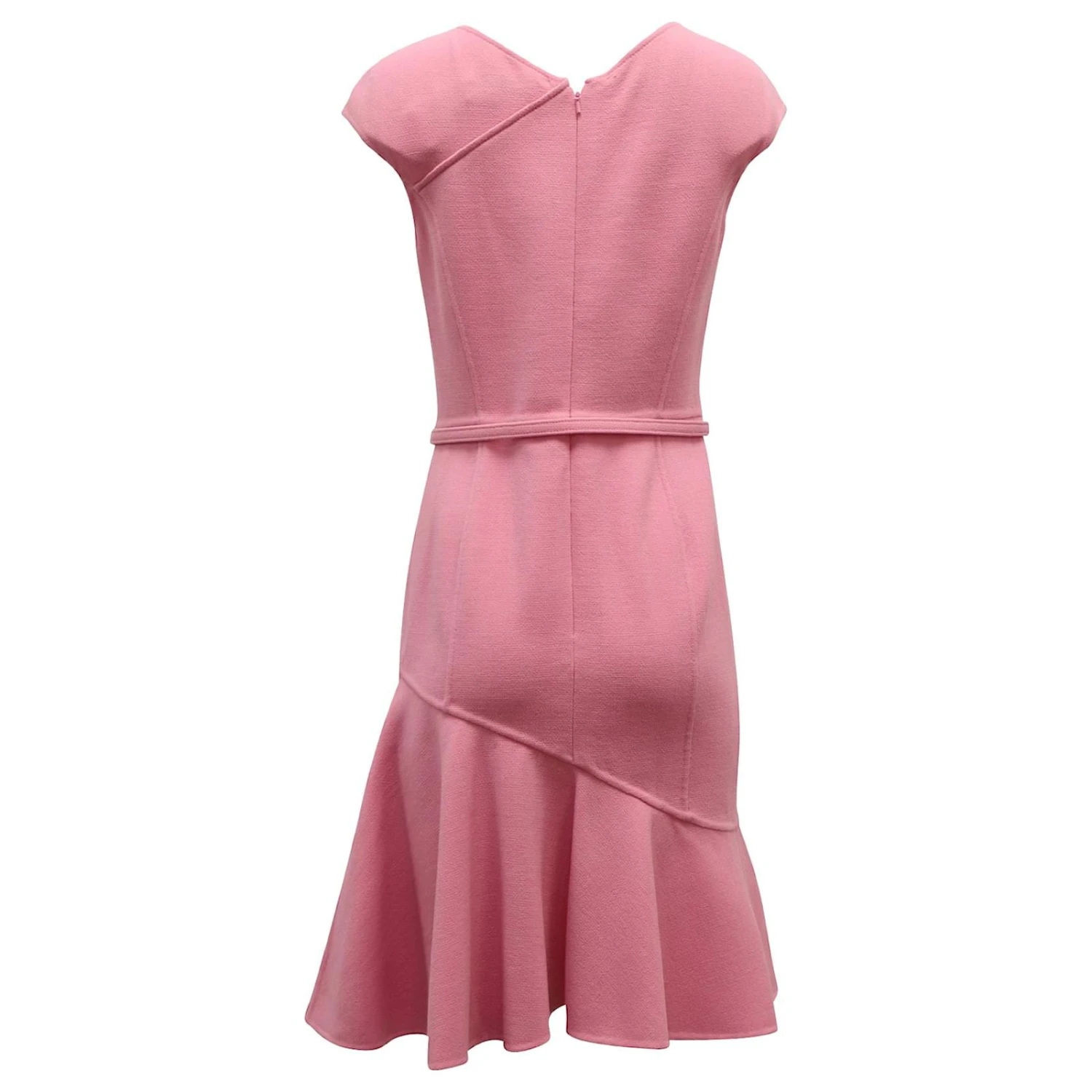 Oscar De La Renta Robe Mi-longue Ceinturée à Mancherons En Laine Vierge Rose – Image 3