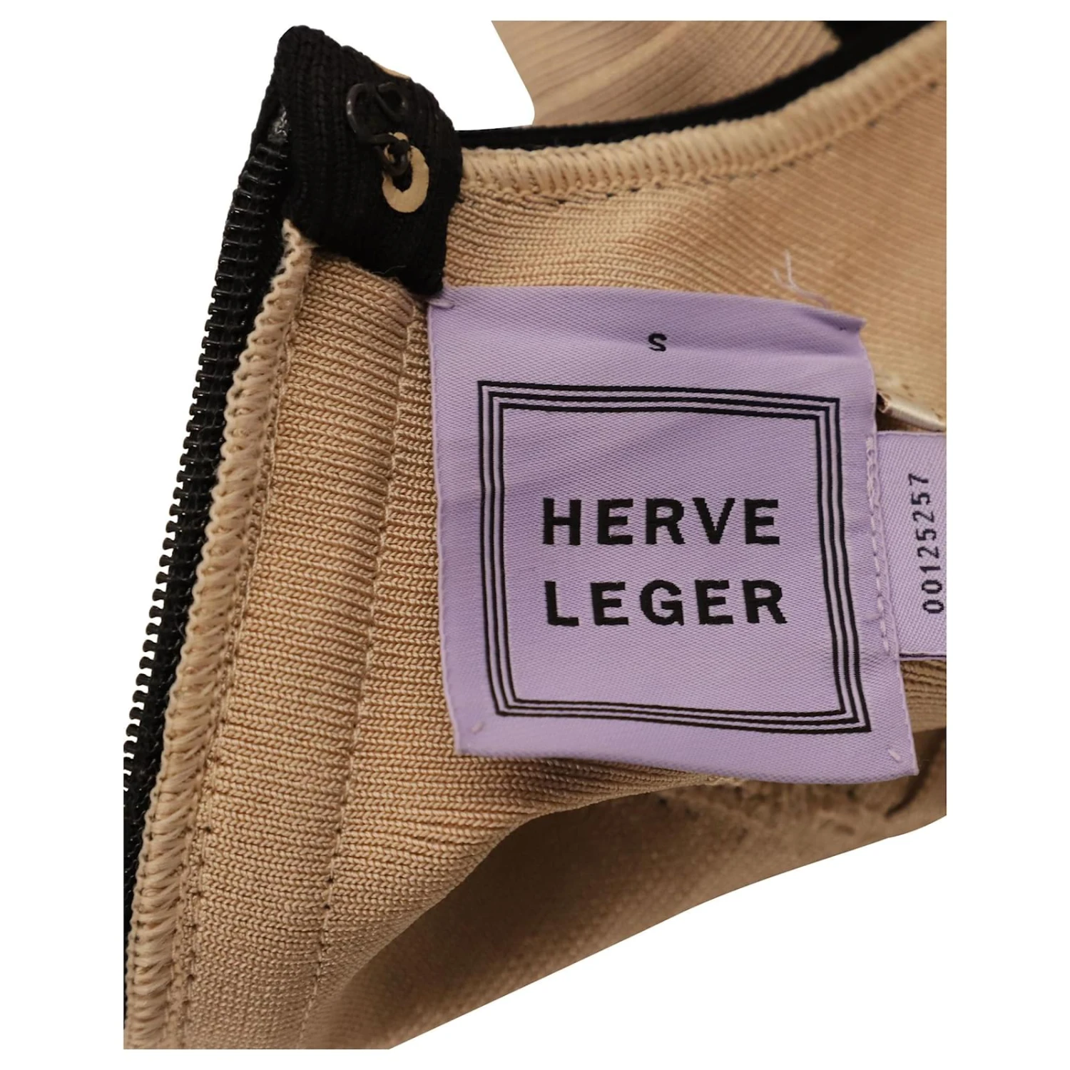 Herve Leger Bandage Laser Cut Robe Moulante Détaillée En Rayonne Imprimé Beige Clair – Image 4
