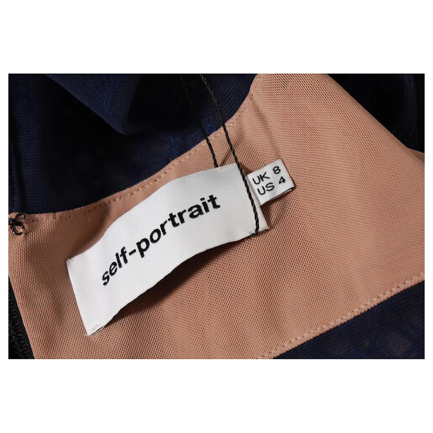 Self Portrait Robe Mi-longue Sans Manches Brodée Self-Portrait En Tulle Et Organza Bleus – Image 4