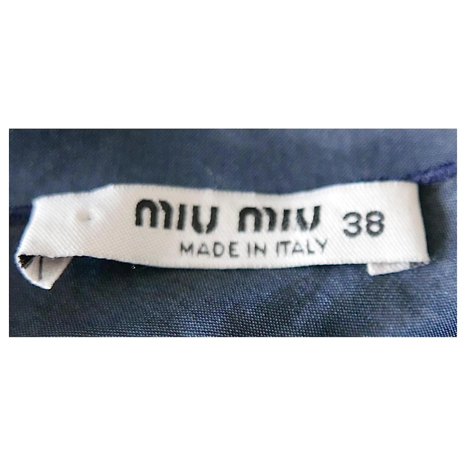 Robe Miu Miu Vintage En Soie à Pois Bleu Marine – Image 5