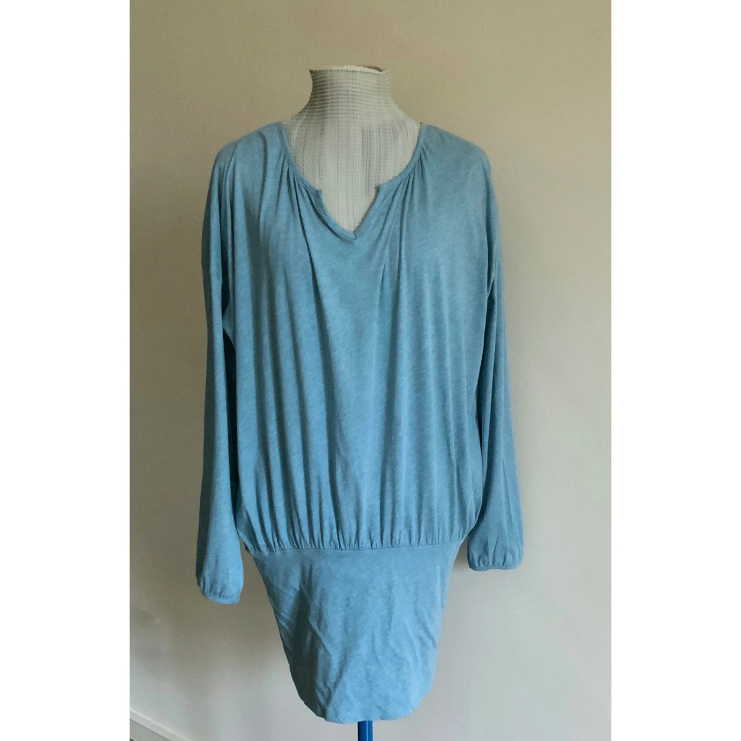 Autre Marque Robe Tunique Ou Mini Robe Coton Bleu Chiné Bleu Clair – Image 3