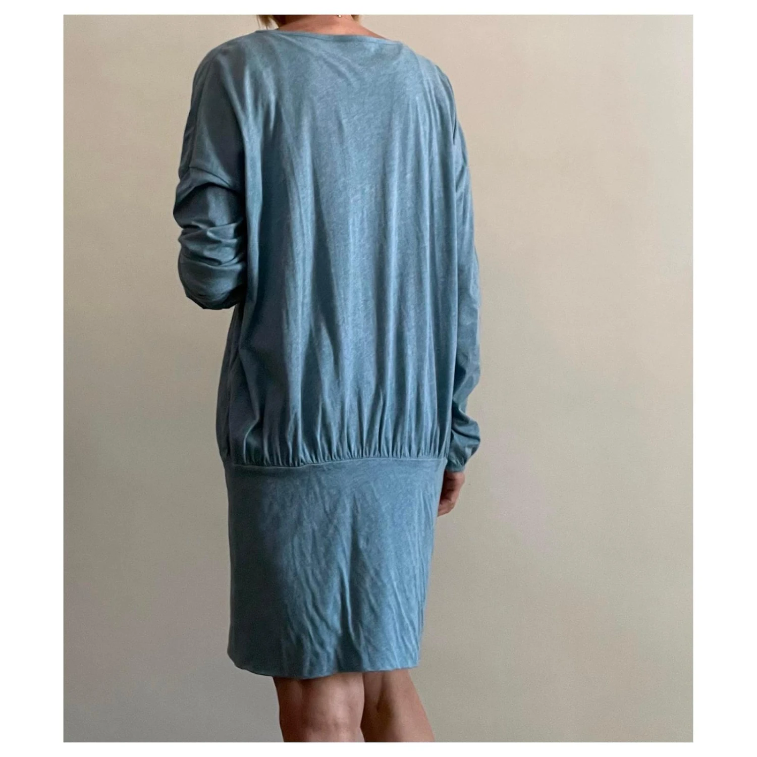 Autre Marque Robe Tunique Ou Mini Robe Coton Bleu Chiné Bleu Clair – Image 8