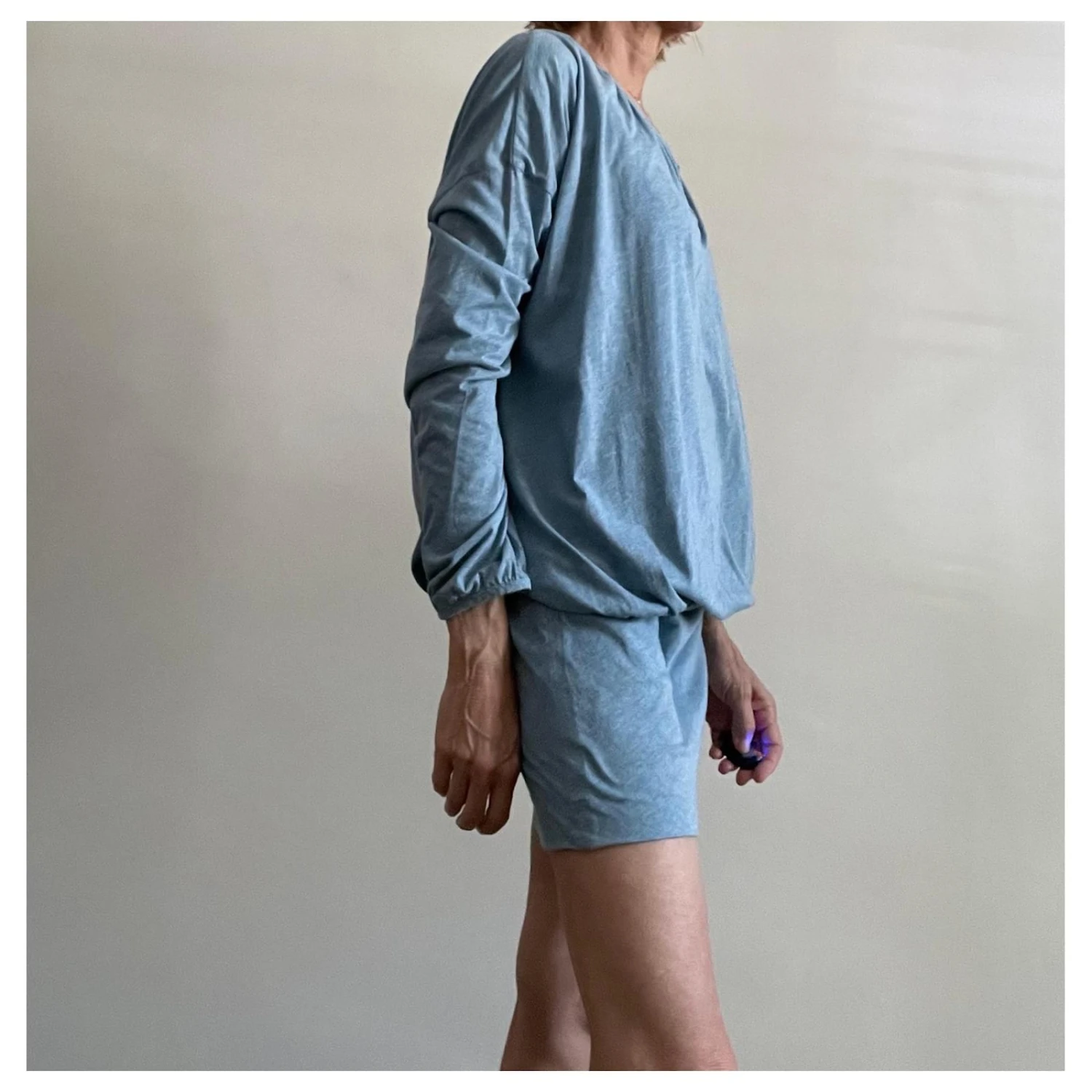 Autre Marque Robe Tunique Ou Mini Robe Coton Bleu Chiné Bleu Clair – Image 9