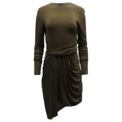 Alexander Wang Robe Mi-longue Drapée En Viscose Verte Vert Olive