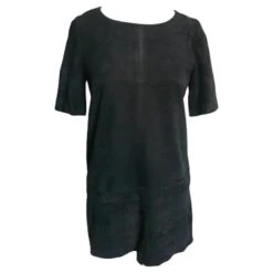 Ba&Sh BASH – ROBE DAIM COULEUR CARBONNE T1 Noir