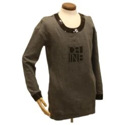 Céline CELINE Sweat Robe Coton M Gris Noir Auth Am3981