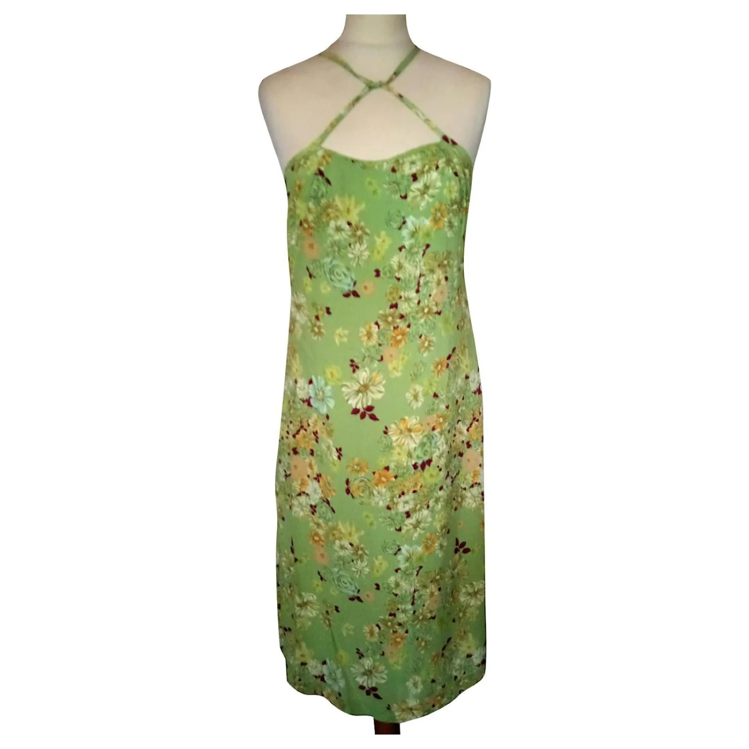 CHRISTIAN LACROIX ROBE DRESS CREPE PISTACHE LIENS CROISES COU SOIREE T40 /42 Vert Clair