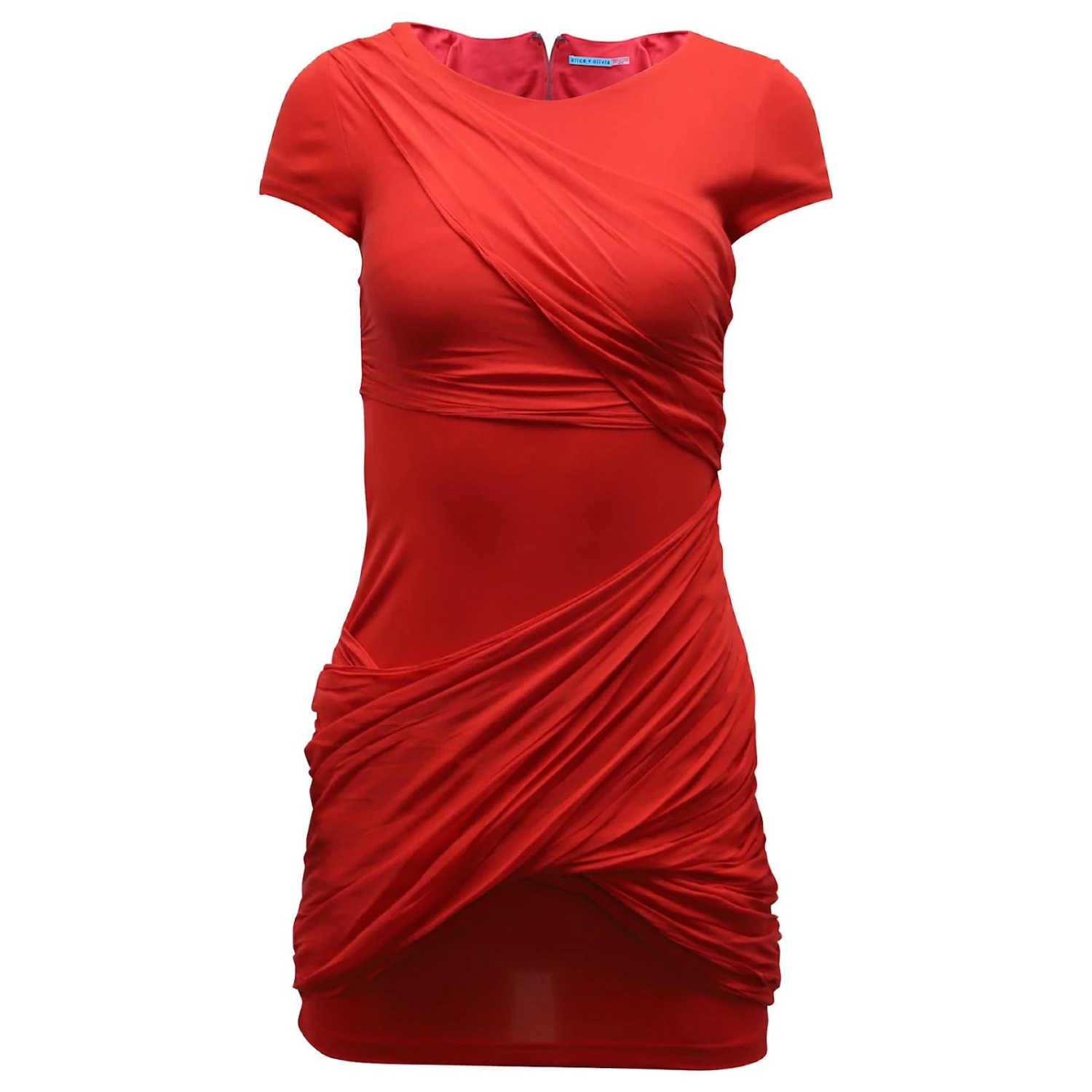 Alice + Olivia ROBE DRAPÉE À DÉTAILS EN ACÉTATE ROUGE