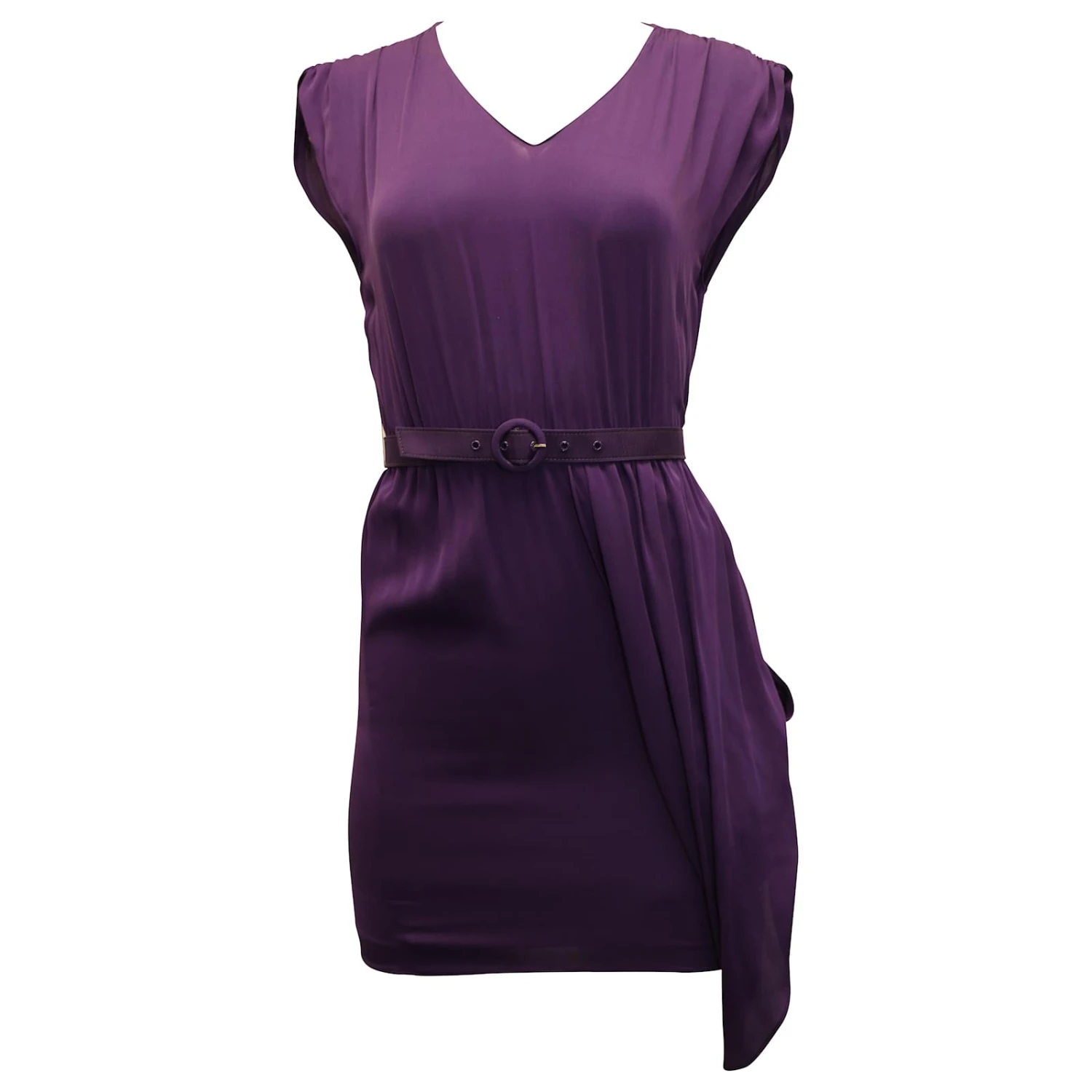 Alice + Olivia Robe Ourlet Asymétrique Avec Ceinture En Soie Violette