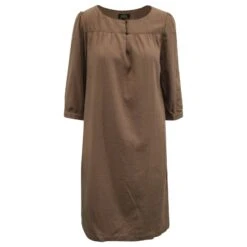 Apc A.P.C. Ceinturée 3/4 Robe à Manches En Coton Marron