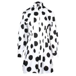 Carolina Herrera Robe Chemise Oversize à Pois En Coton Blanc Et Noir