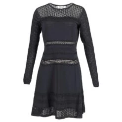 Diane Von Furstenberg Mini-robe à Motif En Dentelle En Rayonne Noire