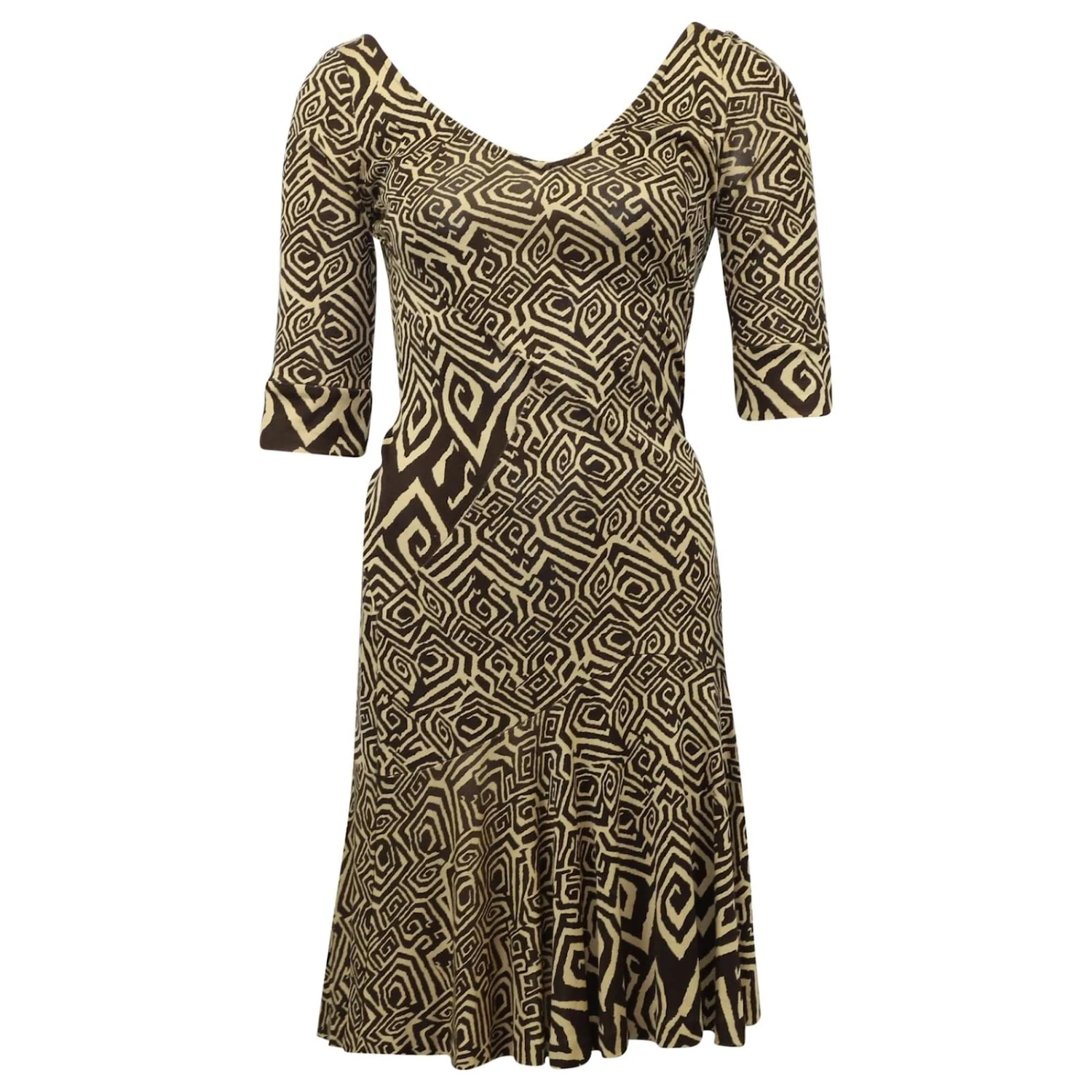 Diane Von Furstenberg Robe De Cocktail Imprimée En Soie Marron