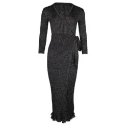 Diane Von Furstenberg Robe Portefeuille Bobbi En Laine Mérinos Noire
