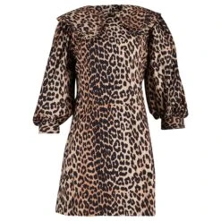 Ganni Mini-robe à Imprimé Léopard En Coton à Imprimé Animal