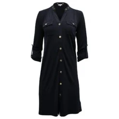 Michael Michael Kors Robe Boutonnée Sur Le Devant En Polyester Noir