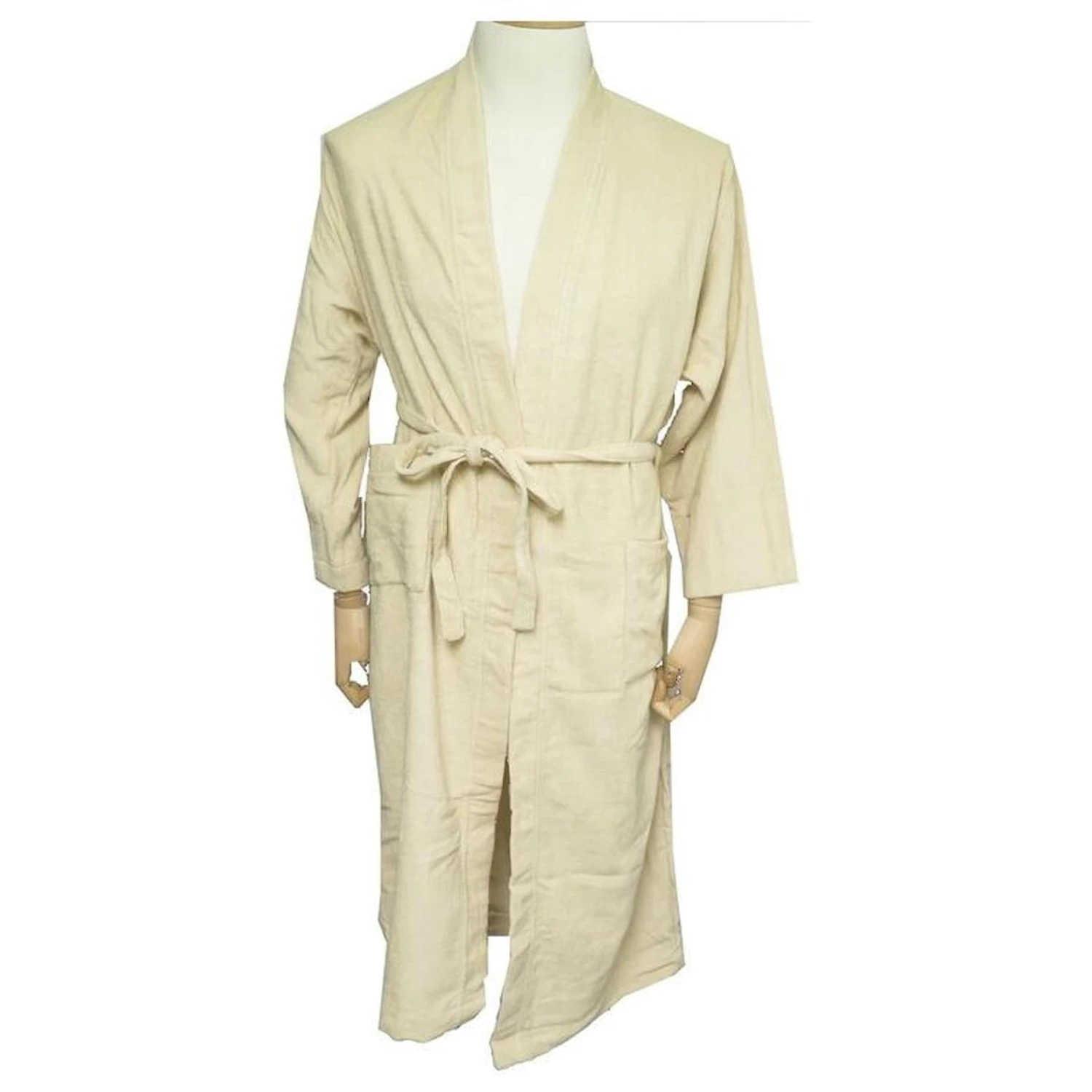 Hermès NEUF PEIGNOIR HERMES 101059M 34 XS EN COTON & SOIE CREME HOMEWEAR BATH ROBE Écru