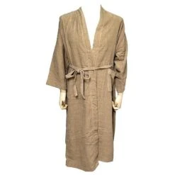 Hermès NEUF PEIGNOIR HERMES 101059M T 36 S COTON ET SOIE MARRON HOMEWEAR BATH ROBE