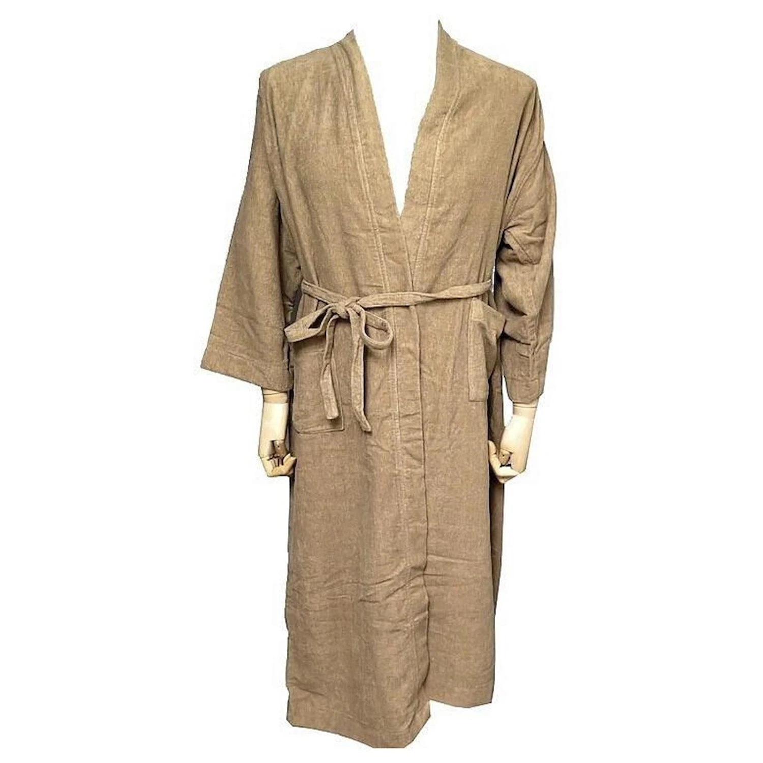 Hermès NEUF PEIGNOIR HERMES 101059M T 36 S COTON ET SOIE MARRON HOMEWEAR BATH ROBE
