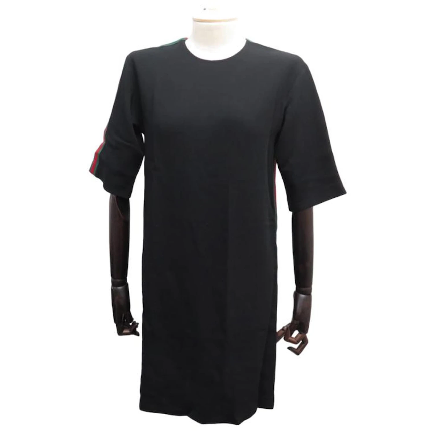 NEUF ROBE GUCCI BANDES WEB 528977 36 S VISCOSE NOIR NEW BLACK DRESS