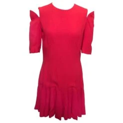 Robe Alexander McQueen Rouge Avec Manches Coupées Et Jupe évasée