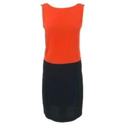 Robe Droite Prada En Soie Orange Et Noire