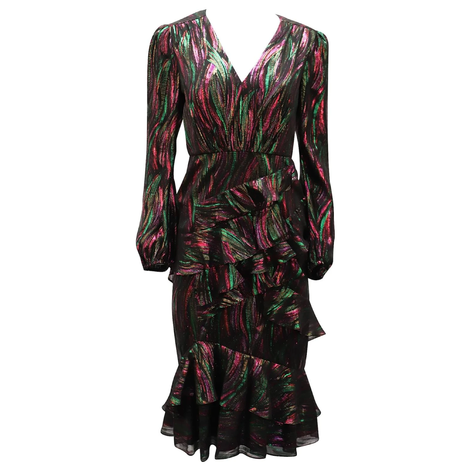 Autre Marque Robe Saloni Rainbow Ayla En Soie Multicolore